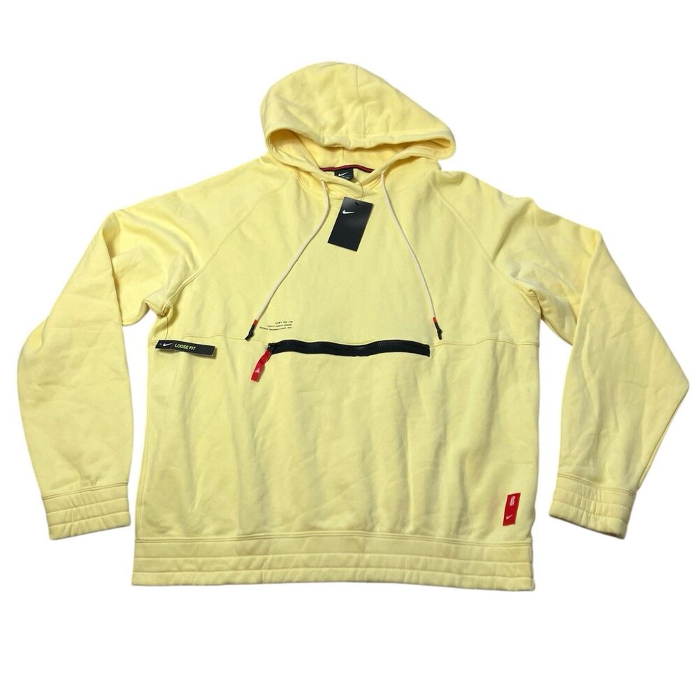 Nike Kyrie Hoodie Mens XL Yellow Loose Fit Pullover Zip Pocket NWT BV9297-747